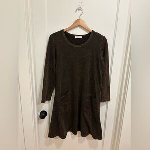 Jess & Jane Long Sleeve Brown Dress Small